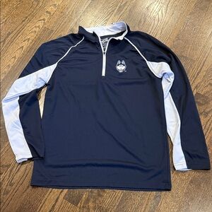 UConn medium Navy and White Quarter-Zip Pullover